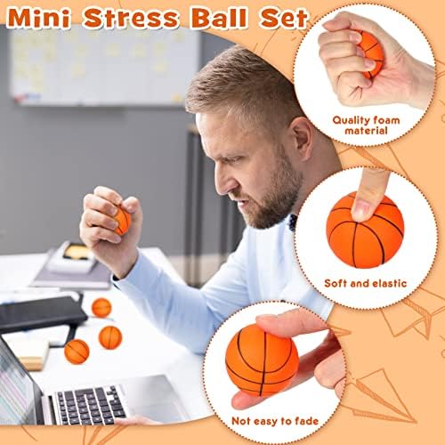 Leitee 120 Pcs Mini Basketball Soft Foam Stress Balls Small Squeeze Basketball Toys 1.6 inch Bouncy Ball for Anxiety Stress Relief Party Favor Decoration School Reward Present Game