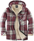 Elesuit Men's Full Zip Fleece Flannel Jacket Shirt Plaid Cotton Hoodie Coat