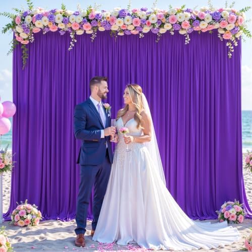 Purple Backdrop Curtain for Parties Wedding Wrinkle Free Purple Photo Curtains Backdrop Drapes Fabric Decoration for Birthday Party Photography 5ft x 7ft,2 Panels