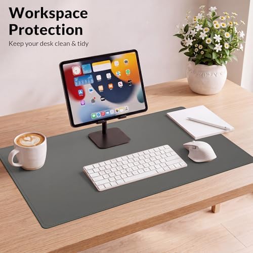 AFIING Cork Desk Mat, Dark Grey, 35.4" x 17",Desk pad Protector