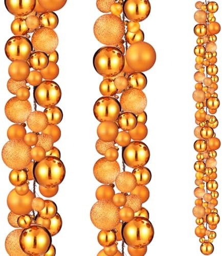 2 Pcs 6 ft Christmas Ball Ornament Garland, Orange
