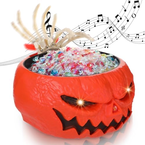 Chalyna Motion Activated Halloween Pumpkin Candy Bowl with Animated Hand