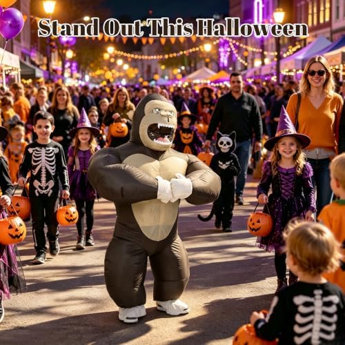 Inflatable Gorilla Costume Kids, Blow Up Gorilla Costume for Halloween