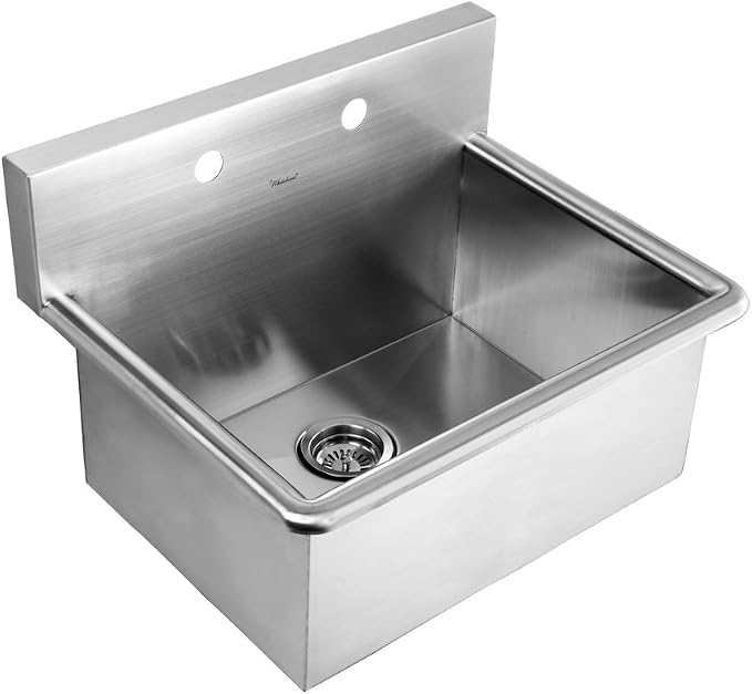 Whitehaus Noahs Collection Commercial Drop In Laundry Scrub Sink Brushed Stainless Steel WHNC2520