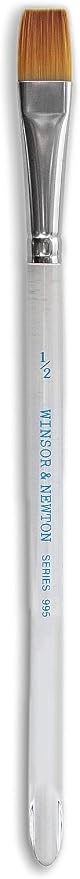 Winsor & Newton 5466113 Series 995 Aquarelle Golden Nylon Short Handle Brush - Flat Wash 1/2 inch