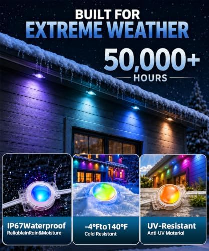 300FT Permanent Outdoor Lights , RGB+IC Smart Christmas Lights for House