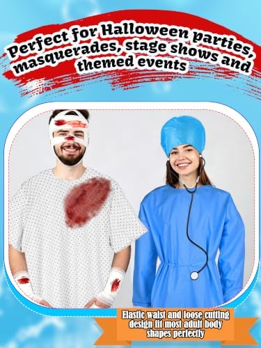 13 Pcs Halloween Couples Costume Surgeon Doctor and Patient Costume Hospital Cosplay Outfit for Adult Halloween Cosplay Medical Themed Party Events