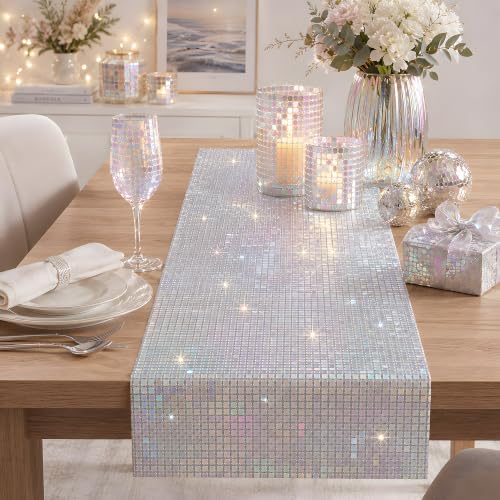 Disco Party Decorations - Iridescent Glitter Disco Table Runner