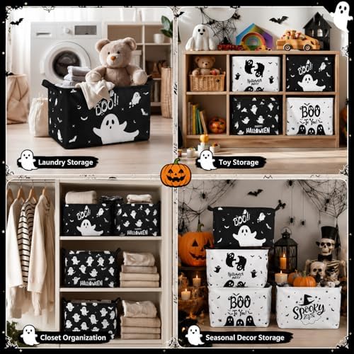 CHENGU 6 Pack Halloween Storage Basket Collapsible Halloween Ghost Bins