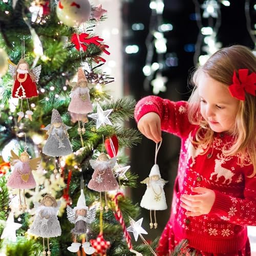 HyDren 20 Pcs Christmas Angel Tree Ornaments Plush Dolls,Elegant
