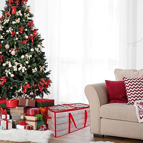 26.25" Transparent Zip Up Christmas Storage Box- Holds 128 Ornaments