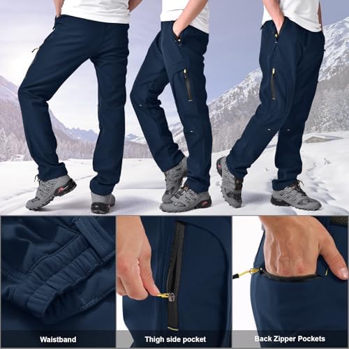 Men's hiking Snow Pants Skiing Winter Insulated Fleece lined Outdoor Water Repellent camping,walking,fishing