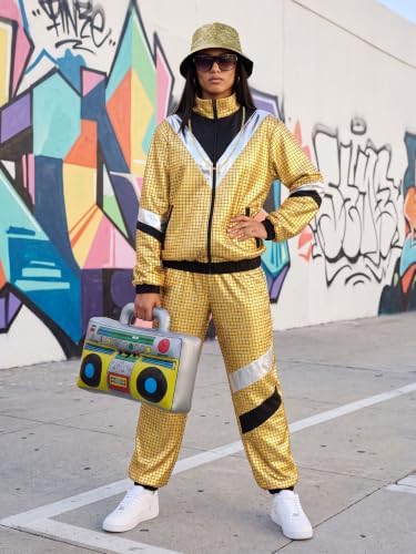 SOMSOC 80s 90s Hip-Hop Tracksuit Costume Set for Men Halloween Party