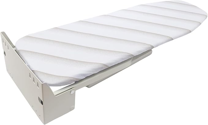 Wall Mounted Ironing Board Folding Ironing Board Wall Mount Hidden Space Saving 180 Fold Away Ironing Boardwith Heat Resistant Cover for Home Laundry Room Dorm, 37.40"x11.81", White