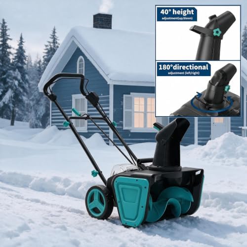 Garvee 20" Electric Snow Blower Cordless - Brushless Motor 23FT Throwing Distance, 180° Rotating Chute Walkways Driveways Snow Thrower Blaster Dual LED Lights(with 2 * 4.0Ah Batteries)