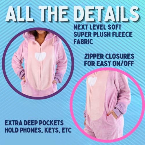 Funziez! Slim Fit Adult Onesie - Animal Costume - Plush Unisex Halloween One Piece Cosplay Suit for Women and Men