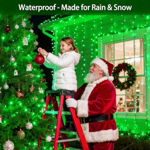 QUHUATU 300 LED 75FT Christmas String Lights, 12 Modes, Green