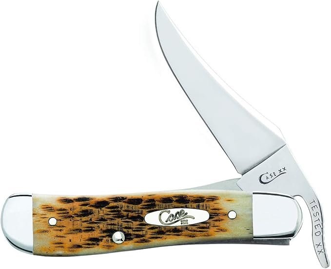 Case WR XX Pocket Knife Amber Jigged Bone Russlock Item #260 - (61953L SS) - Length Closed: 4 1/4 Inches