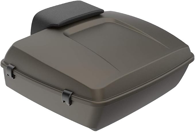 Advanblack Road Glide Tour Trunk Pack River Rock Gray Denim Chopped Tour Trunk Pack Backrest Pad for '97-'25 Harley Touring Road King Street Glide Electra Glide CVO models