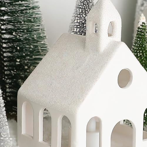 Christmas Decorations - Village Sets of 5 Lighted Ceramic Houses & 9 Trees