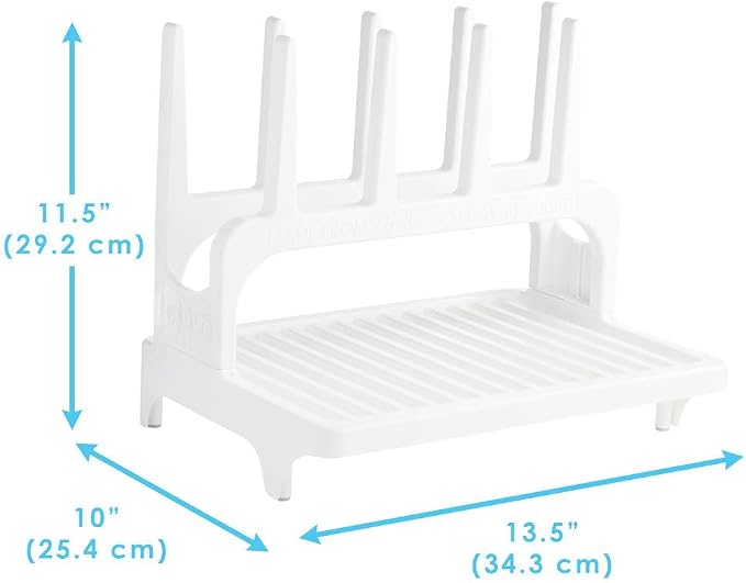 PopYum White Space Saving Drying Rack from 100% Recycled Bottles | Space Saving, Made from 100% Recycled Bottles, Countertop for Baby Bottles, For Plastic Bags, Cups, Glass, Tumblers, Compact