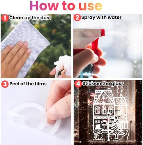 DIYDEC 15.7 * 27.5'' Large White House Christmas Window Stickers for Glass
