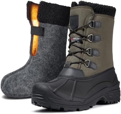 FREE SOLDIER Men's Waterproof Winter Snow Boots Removable Liner