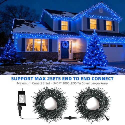 500 LED Blue Christmas Lights Christmas Tree Lights Outdoor
