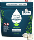 Puracy Laundry Detergent Pods with 2 Bio-Powered Enzymes, Free and Clear for Sensitive Skin, Non Toxic Richly Concentrated Washing Detergent Pods, 32 Ct