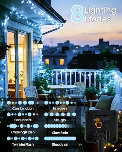 OZS 6 Pack 480 LED Solar String Lights Outdoor Waterproof, Cool White