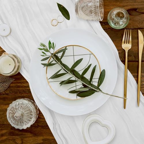 12 Pack Cheesecloth Table Runner, Runner Gauze Boho Wedding Decor Romantic Table Runner for Wedding Birthday Party(35" x 118") (White)