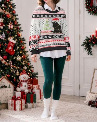 34HD Ugly Xmas Sweater–Funny Knit Christmas Sweater for Women & Men 2025, Long Sleeve Crewneck Holiday Pullover, Unisex Gift