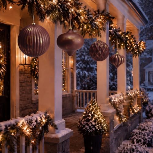 Seenelling 4Pcs Big 8'' Christmas Ball Ornaments Xmas Tree Decor, Burgundy