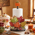 Fall Pumpkin Paper Towel Holder, Metal Maple Leaves Kitchen Stand