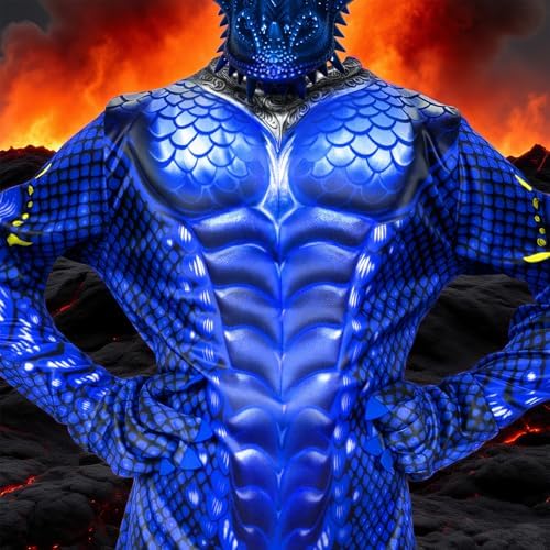 digi Dragon Costume for kids,Halloween costume Scary Goblin Dragon Full Body Jumpsuit with Wings Tail Spikes for boy 4-12