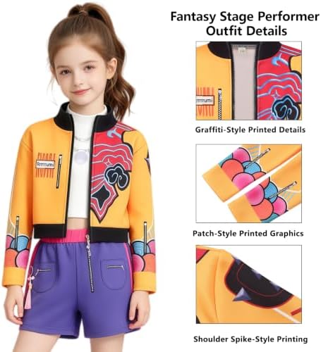 Pop Star Costume Kids Girls Fantasy Stage Outfit Halloween Costumes Set