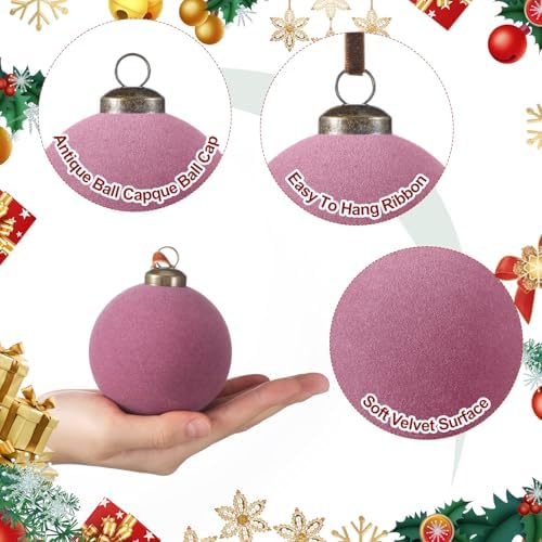 Foilswirl 36 Pcs Taro Purple Velvet Christmas Balls, 2.36", 2.76", 3.15"