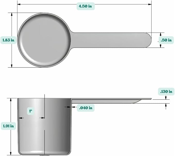 70 mL (2.37 Oz. | 4.73 Tablespoon) Long Handle Plastic Measuring Scoop for Coffee, Protein Powder, Pet Food, Spices, Grains, Dry Goods – Food-Grade BPA-Free (Pack of 25)