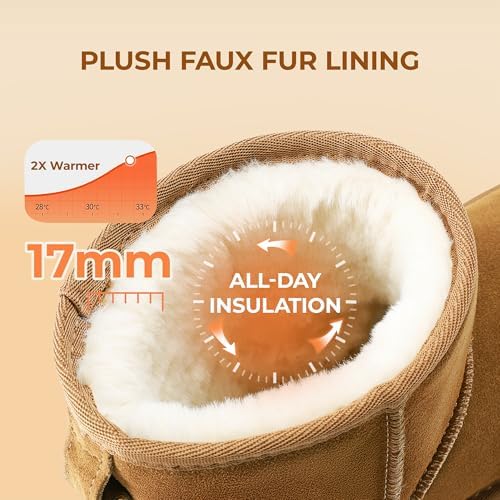 DREAM PAIRS Women's Genuine Suede Winter Mini Snow Boots