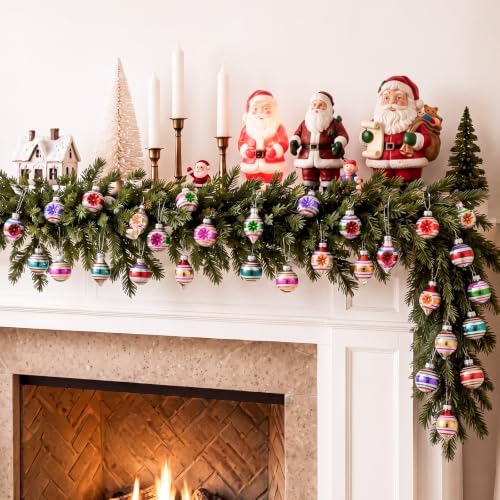 40 Pcs Vintage Christmas Mini Glass Ornaments Bulk Reflector