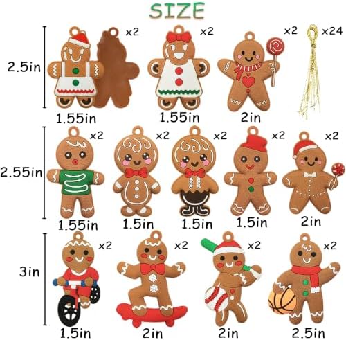 Assorted Christmas Gingerbread Man Ornaments for Christmas Tree Decor