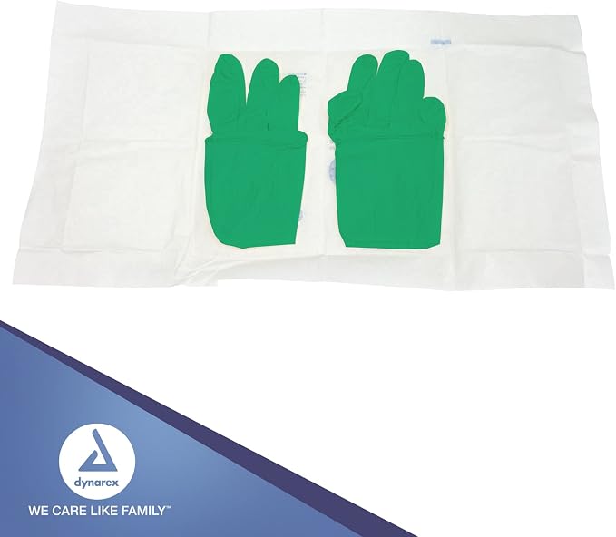 Dynarex Sterile Nitrile Surgical Gloves, Powder Free, Size 7.5, 50 Pairs of Gloves, White, 7.5