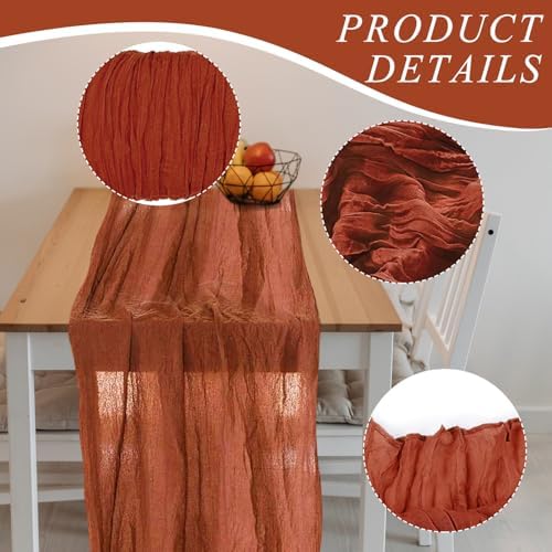 1 Pack Cheesecloth Table Runner 10Ft Christmas Gauze Boho Table Runners for Wedding Decor Bridal Shower Decorations(35" x 120")