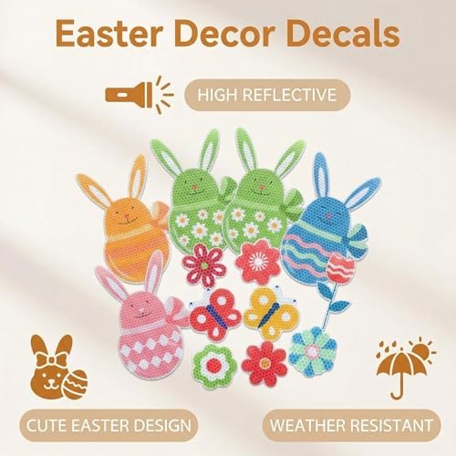 Easter Magnets for Fridge & Car - 12Pcs Glow in The Dark Bunny & Egg Decor Set, Spring & Easter Party Favors, Refrigerator Magnets, Car Decals for Kids & Adults (A)