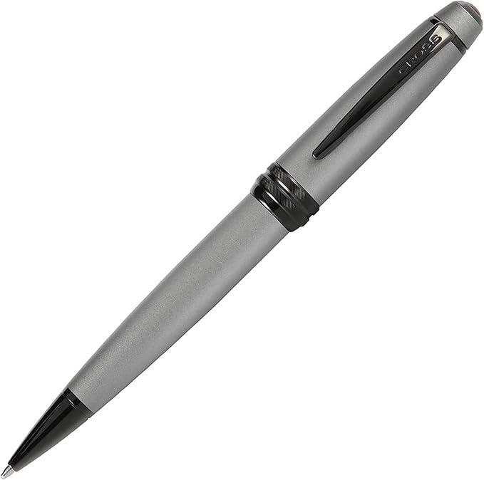 Cross Bailey Matte Gray Lacquer Ballpoint Pen - Refillable Pen for Long-Lasting Use - Smooth Writing - Comfortable Grip - Stylish Distinctive Look - Black Ink - Corporate Gifts