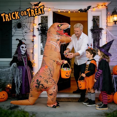 Funny Inflatable Dinosaur Costume for Adult and Kids,Blow Up Dinosaur Costume for Halloween Cosplay Party