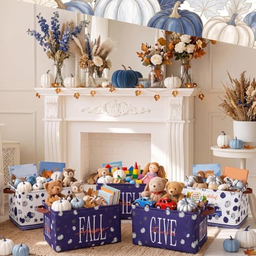 CHENGU 6 Pack Fall Storage Bins Collapsible Autumn Pumpkin Baskets for Gift