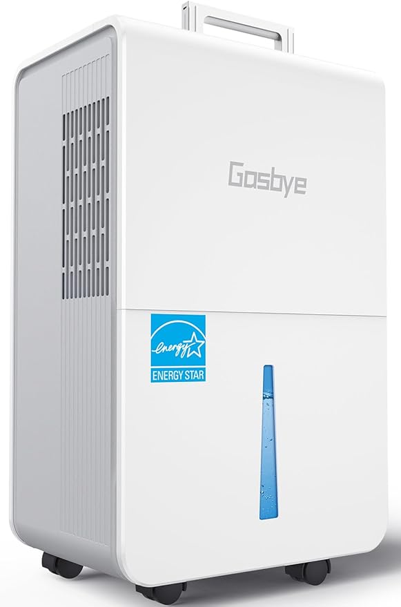 Gasbye 4500 Sq.Ft. 2026 Energy Star Dehumidifier for Basement & Large Rooms with Drain Hose, Max 115 Pints/Day | 45dB Quiet Compressor | 1.7 Gal Water Tank | Auto Shut-Off & Restart, White