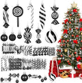 96 Pcs Christmas Tree Ornaments Black White Candy Ball Ornament