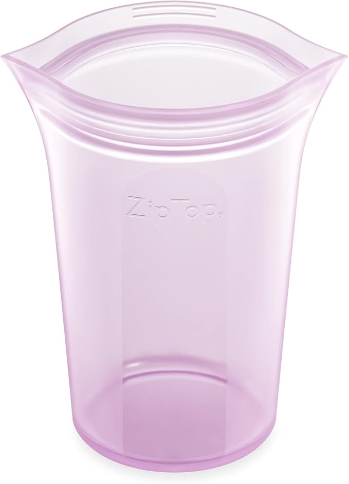 Zip Top Reusable Food Storage Bags | Medium Cup [Lavender] | Silicone Meal Prep Container | Microwave, Dishwasher and Freezer Safe | Made in the USA